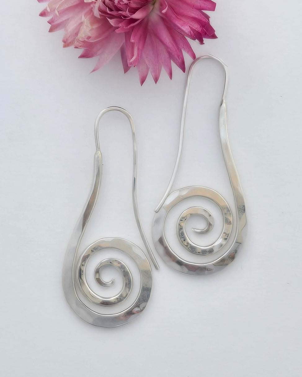 Sterling Spiral Statement Earrings